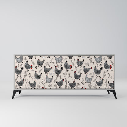HAPPY HENS 3-Door Sideboard in Grey Finish