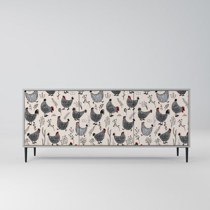 HAPPY HENS 3-Door Sideboard in Grey Finish