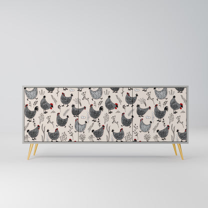 HAPPY HENS 3-Door Sideboard in Grey Finish