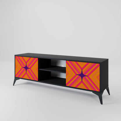 GEOMETRIC BRILLIANCE 2-dörrars TV-bänk i svart finish