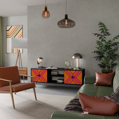 GEOMETRIC BRILLIANCE 2-dörrars TV-bänk i svart finish