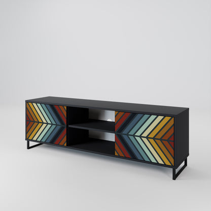 INDIGENOUS ZIGZAG 2-Door TV Stand in Black Finish