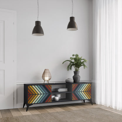 INDIGENOUS ZIGZAG 2-Door TV Stand in Black Finish