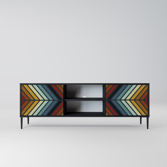 INDIGENOUS ZIGZAG 2-Door TV Stand in Black Finish