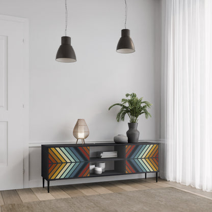 INDIGENOUS ZIGZAG 2-Door TV Stand in Black Finish