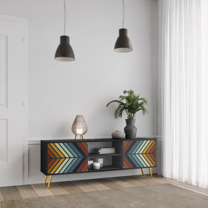 INDIGENOUS ZIGZAG 2-Door TV Stand in Black Finish