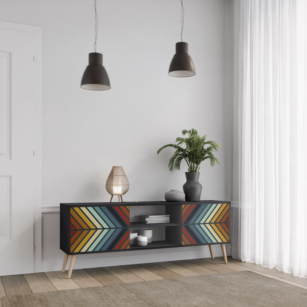 INDIGENOUS ZIGZAG 2-dörrars TV-bänk i svart finish