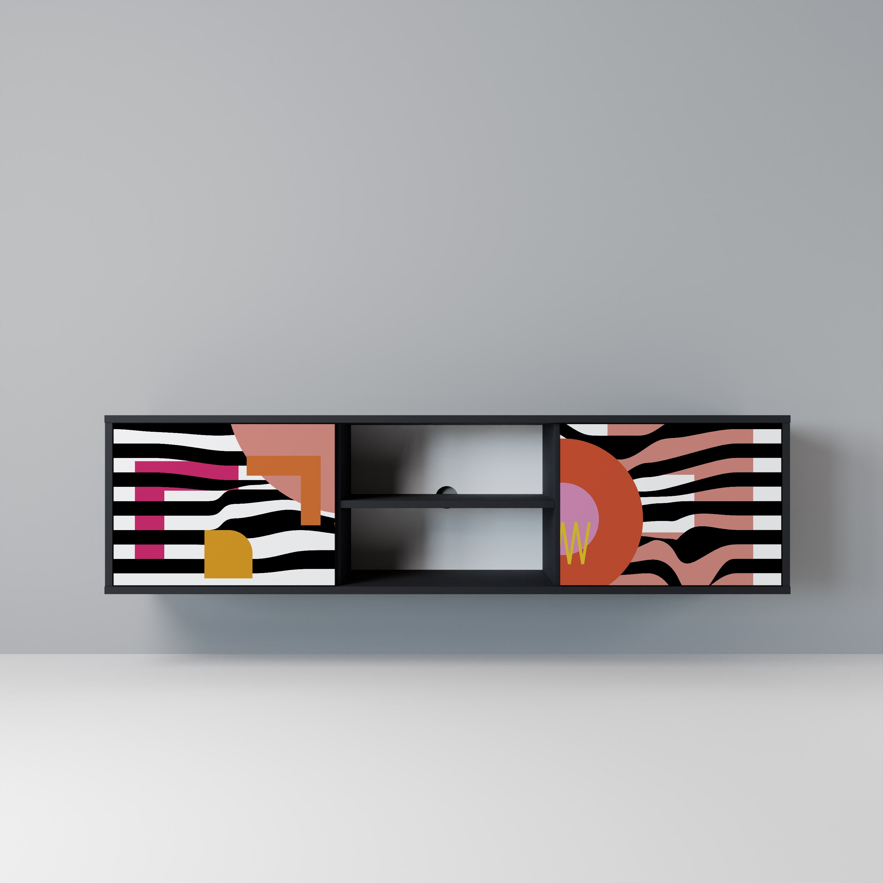 CHROMATIC ABSTRACT 2-dörrars TV-bänk i svart finish