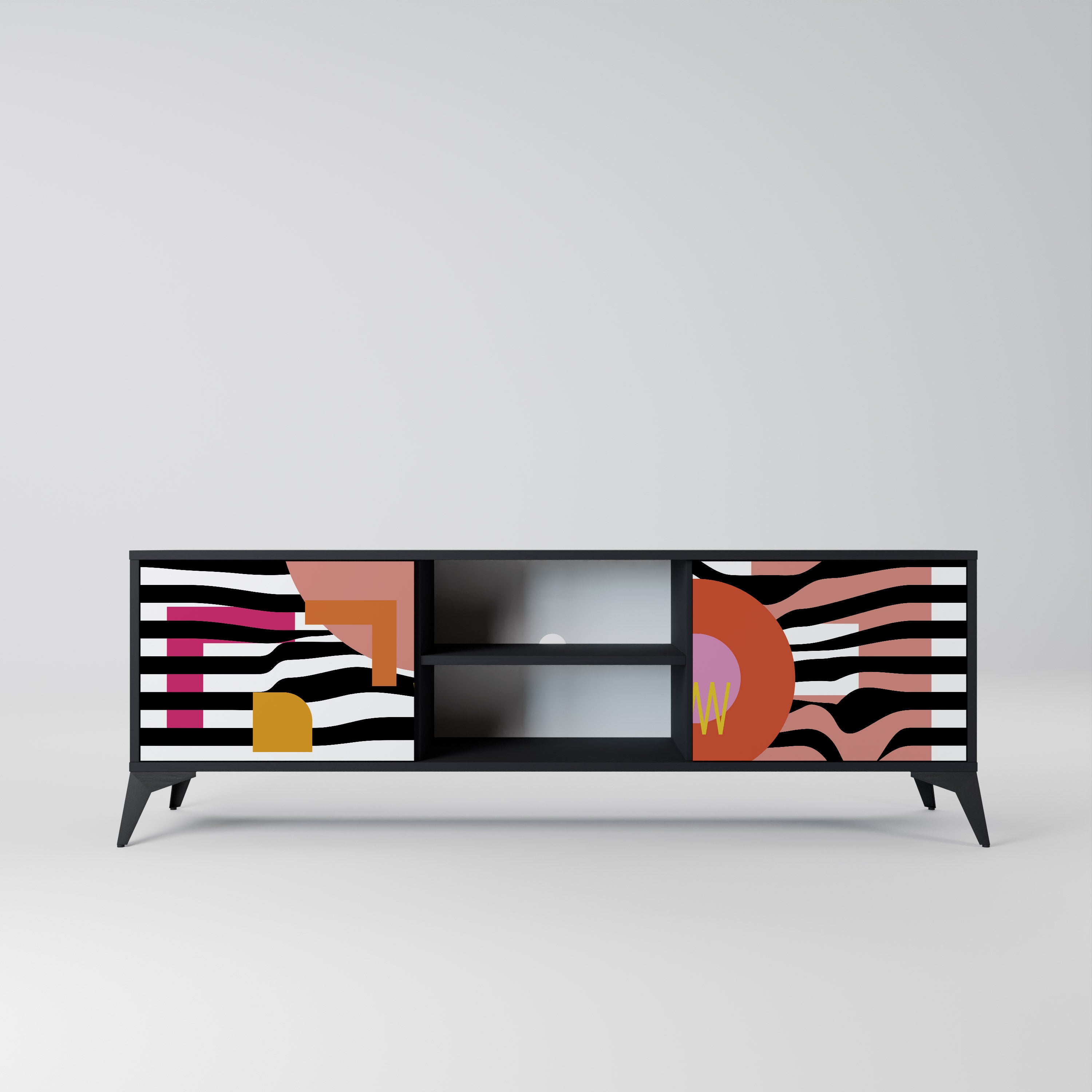 CHROMATIC ABSTRACT 2-dörrars TV-bänk i svart finish