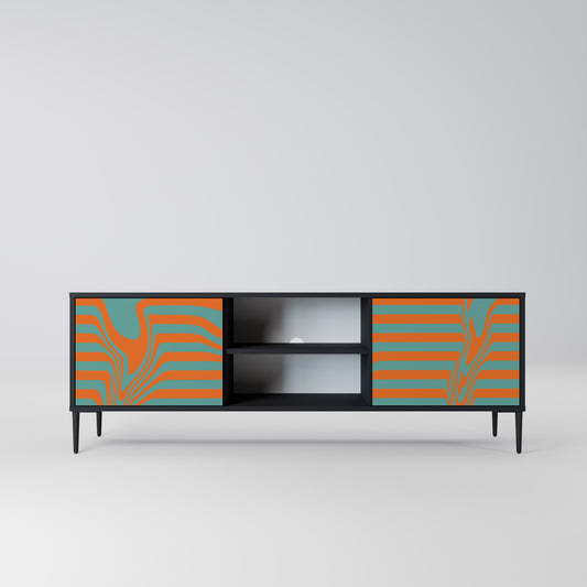 LINE COLLAPSE 2-Door TV Stand in Black Finish