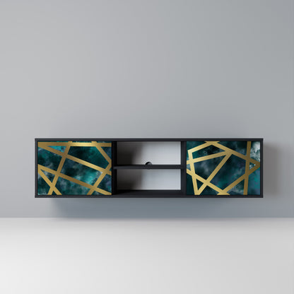 THE LABYRINTH OF GOLD 2-Door TV Stand in Black Finish
