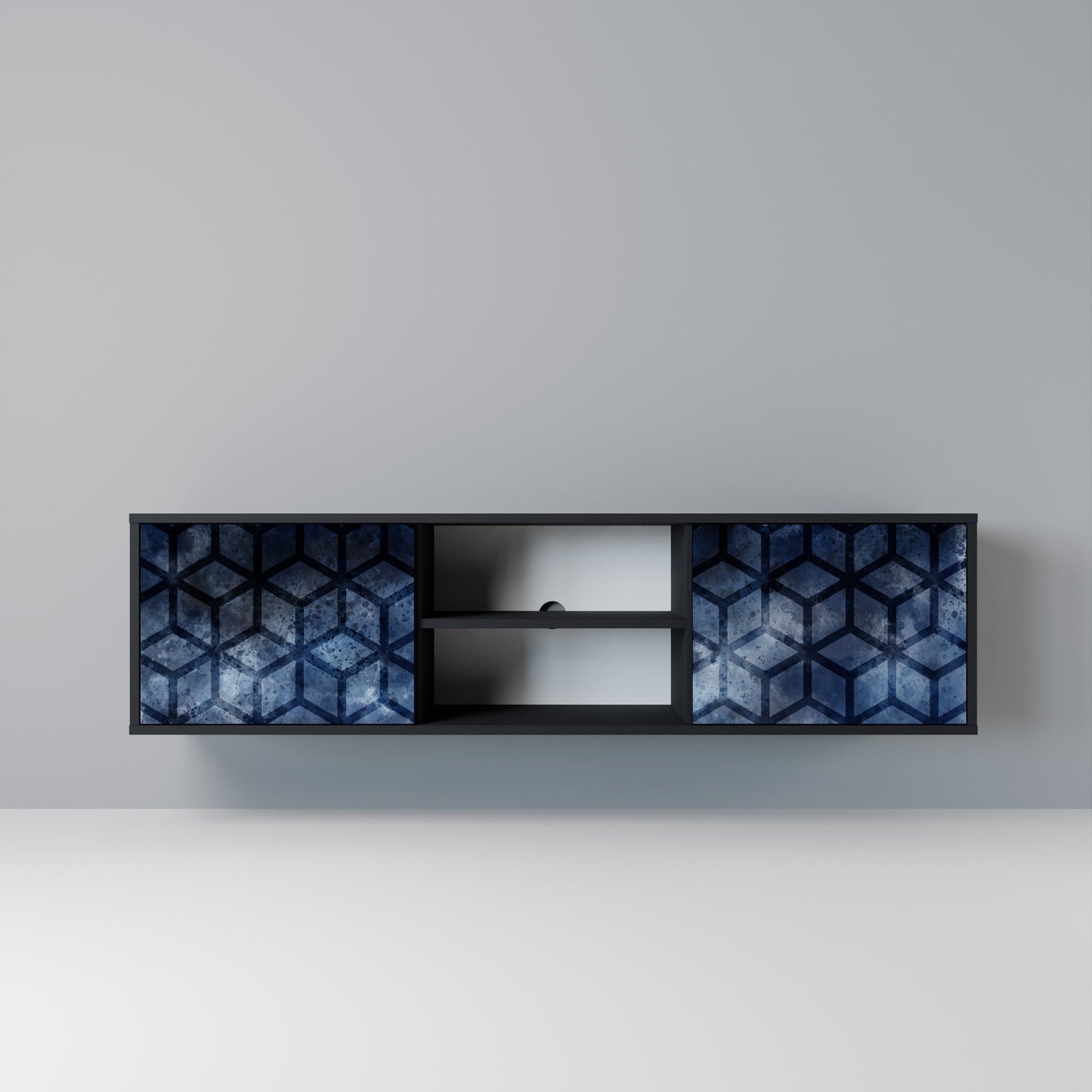 CUBIC MIST 2-Door TV Stand in Black Finish