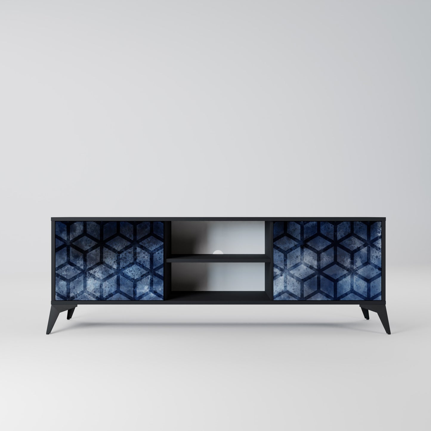 CUBIC MIST 2-Door TV Stand in Black Finish