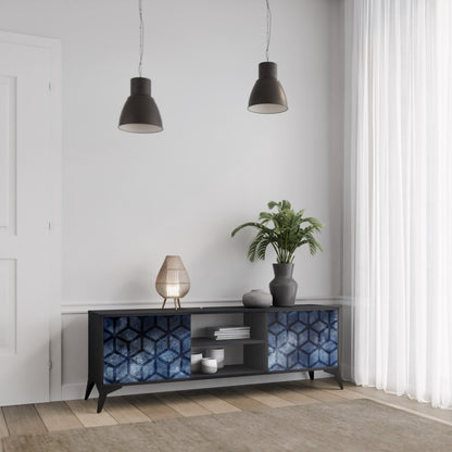 CUBIC MIST 2-Door TV Stand in Black Finish