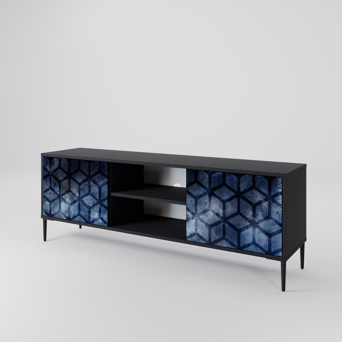 CUBIC MIST 2-Door TV Stand in Black Finish