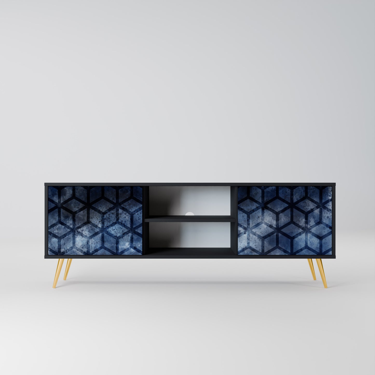 CUBIC MIST 2-Door TV Stand in Black Finish