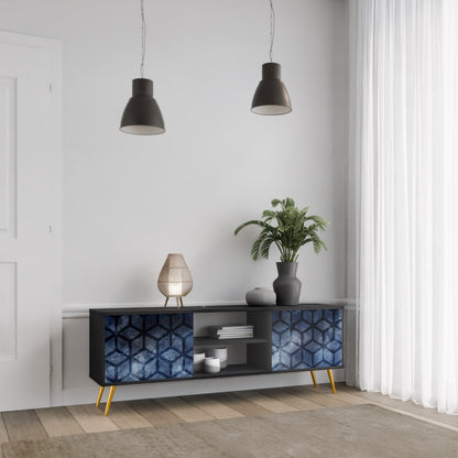 CUBIC MIST 2-Door TV Stand in Black Finish