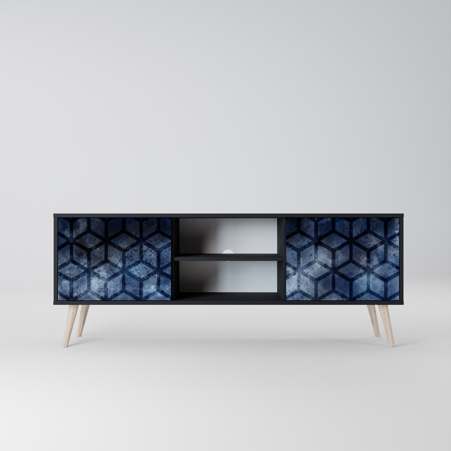 CUBIC MIST 2-Door TV Stand in Black Finish