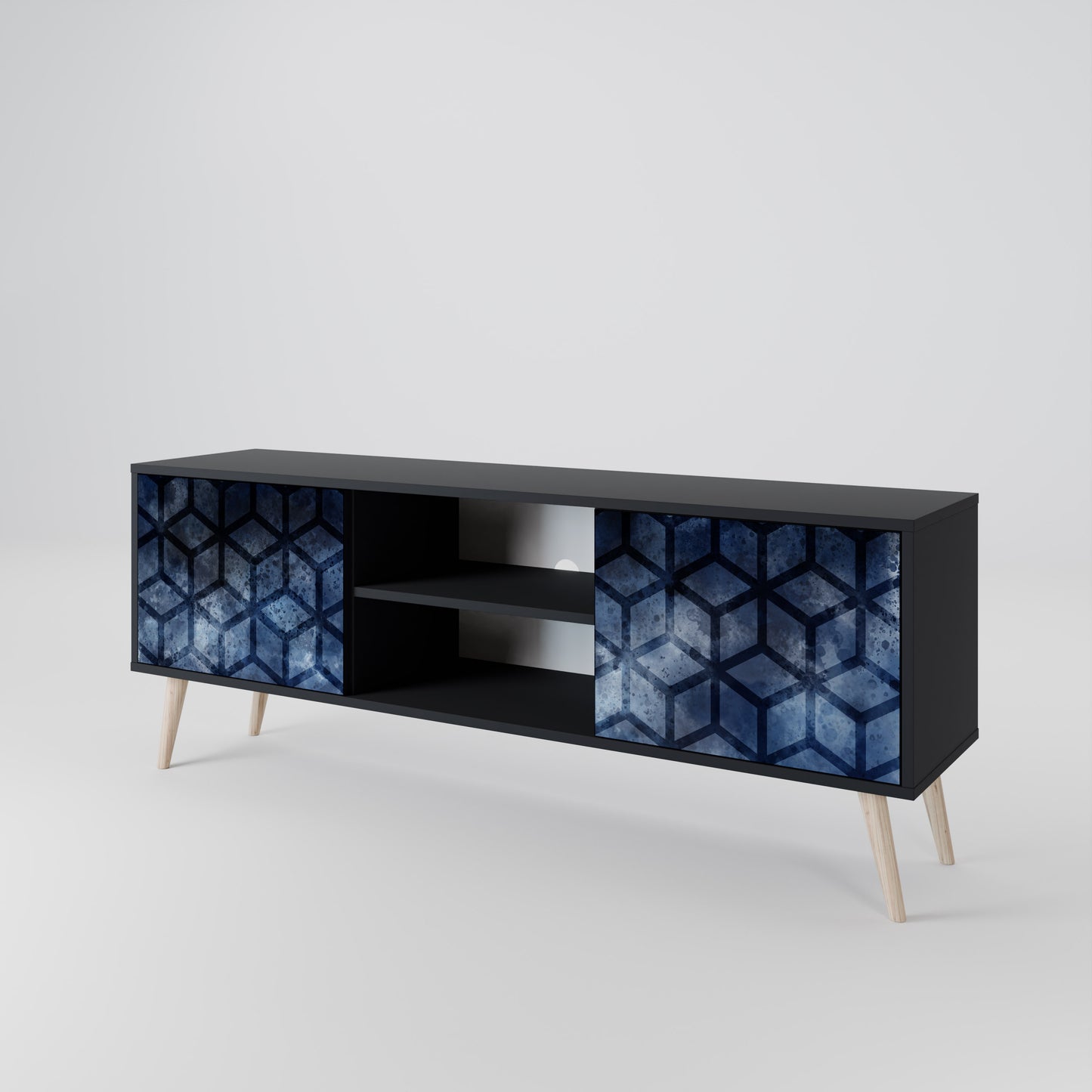 CUBIC MIST 2-Door TV Stand in Black Finish