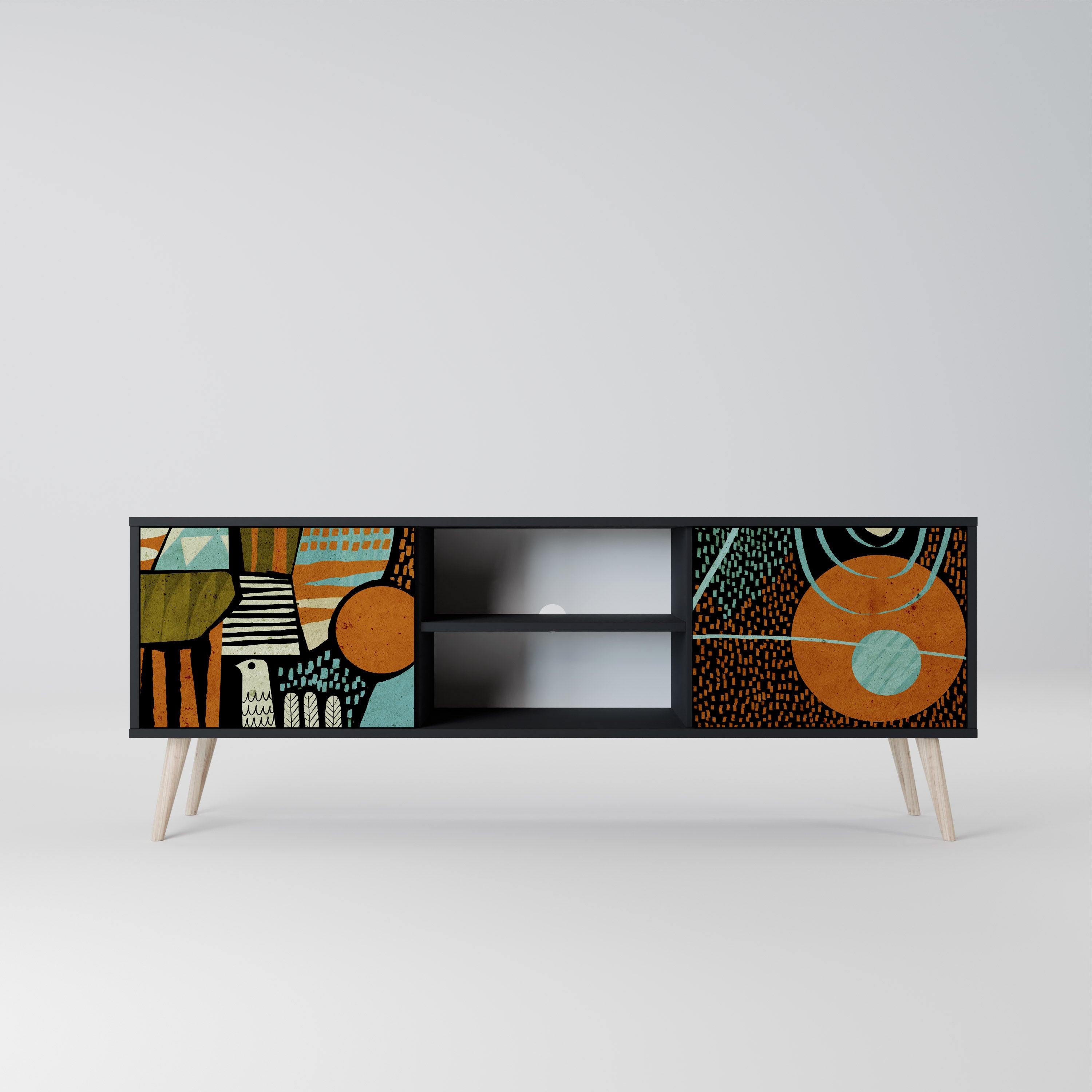 GEODE GLIMMER 2-dörrars TV-bänk i svart finish