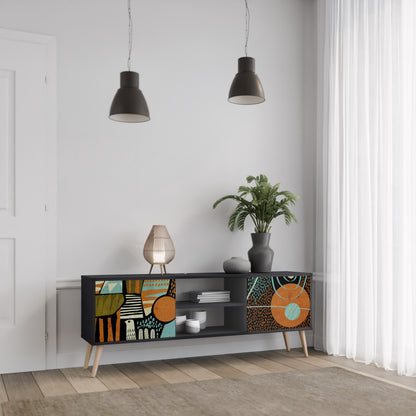 GEODE GLIMMER 2-Door TV Stand in Black Finish