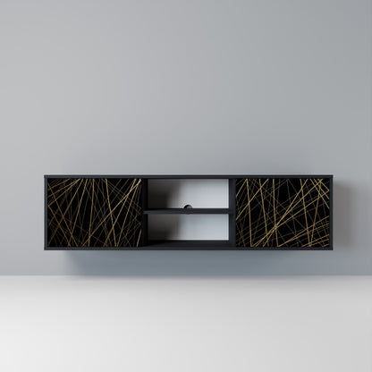 BRIGHT MESH 2-Door TV Stand in Black Finish
