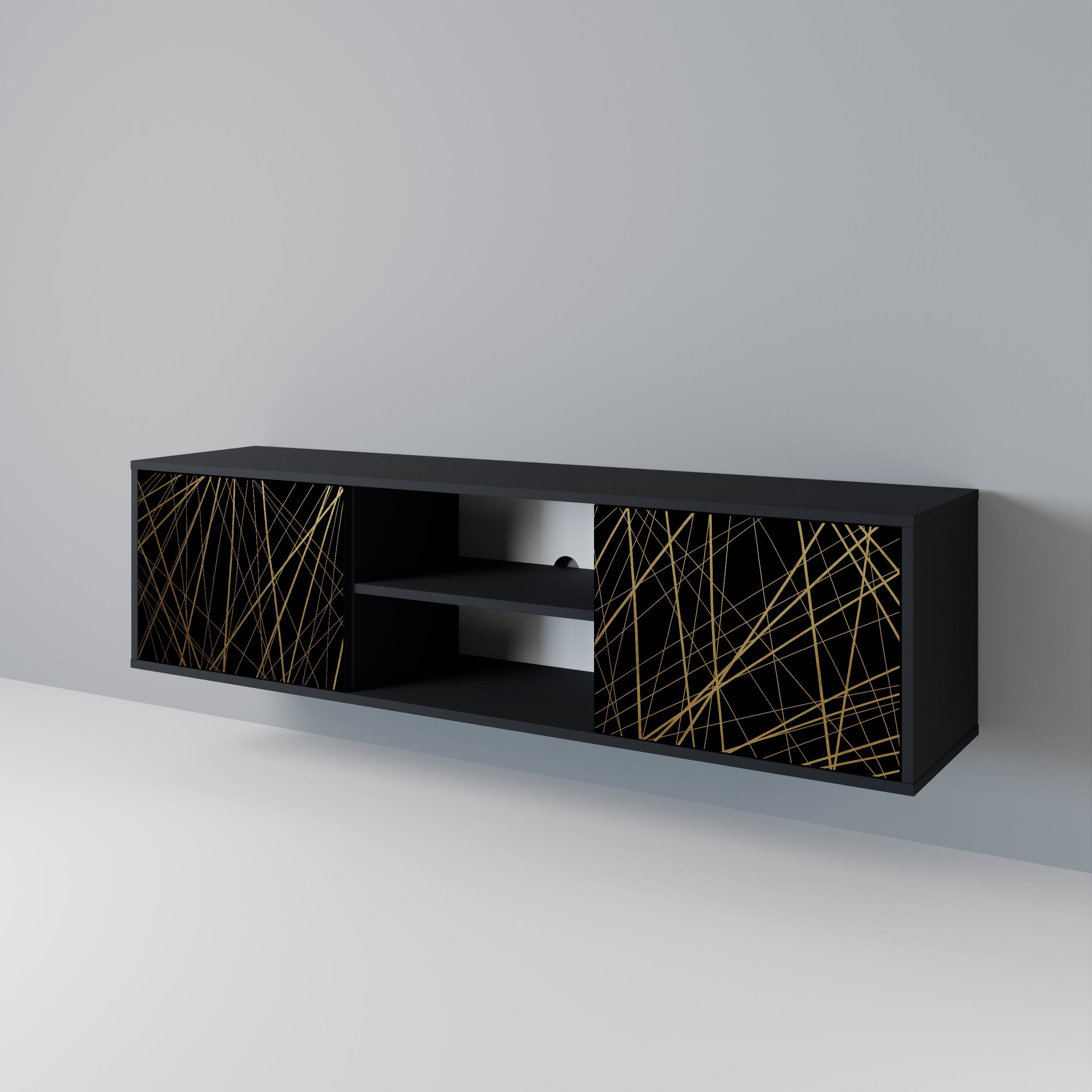 BRIGHT MESH 2-dörrars TV-bänk i svart finish