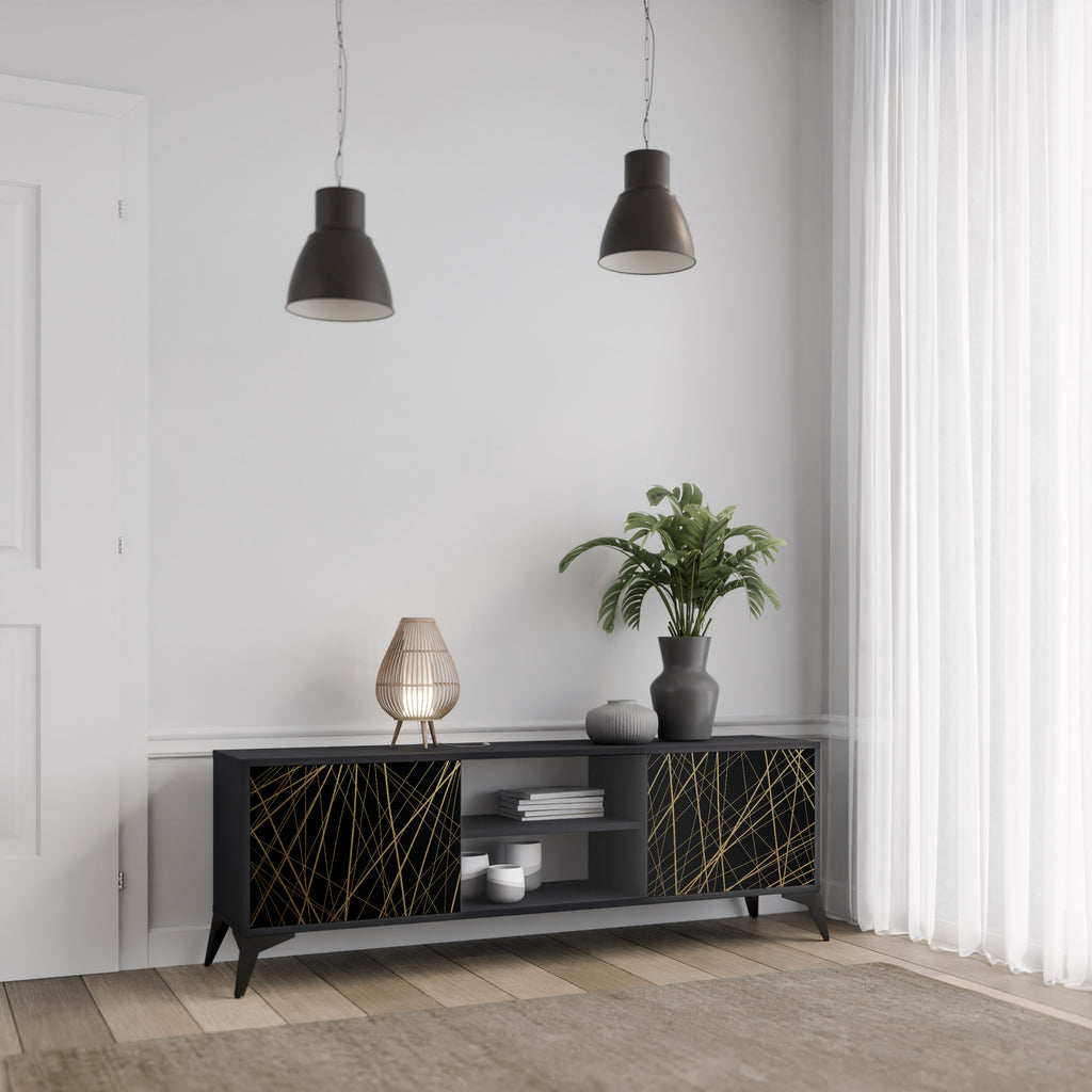 BRIGHT MESH 2-dörrars TV-bänk i svart finish