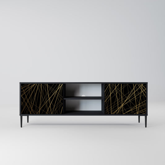 BRIGHT MESH 2-Door TV Stand in Black Finish