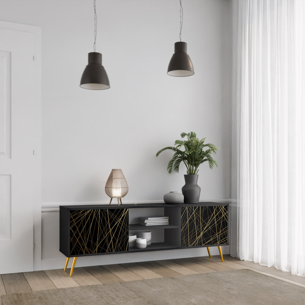 BRIGHT MESH 2-dörrars TV-bänk i svart finish