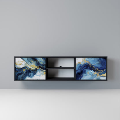 INKY MARBLE 2-dörrars TV-bänk i svart finish
