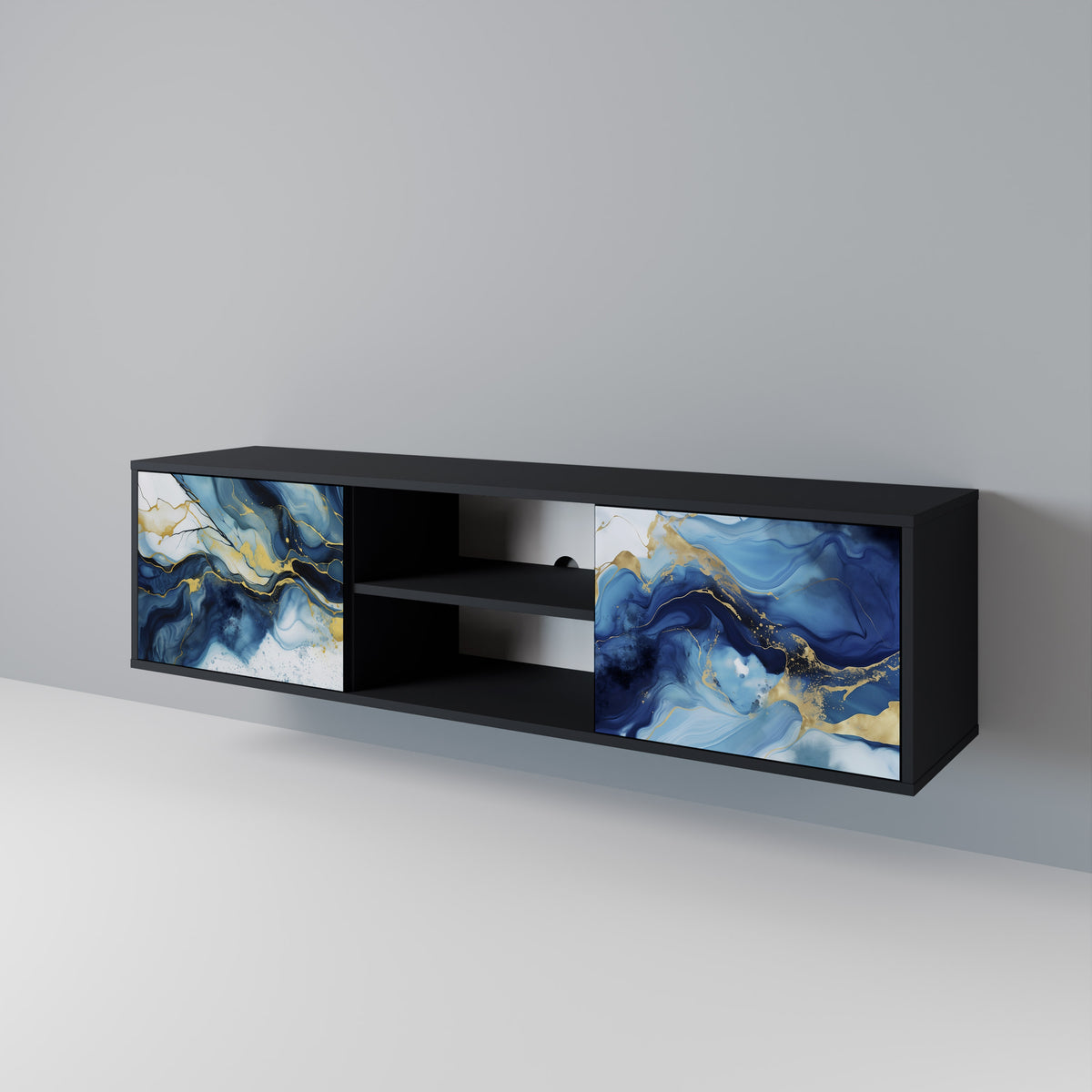 INKY MARBLE TV-bänk med två dörrar