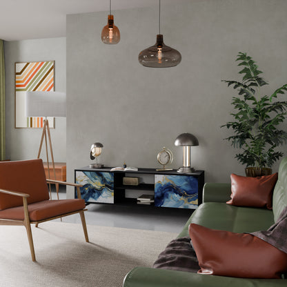 INKY MARBLE 2-dörrars TV-bänk i svart finish