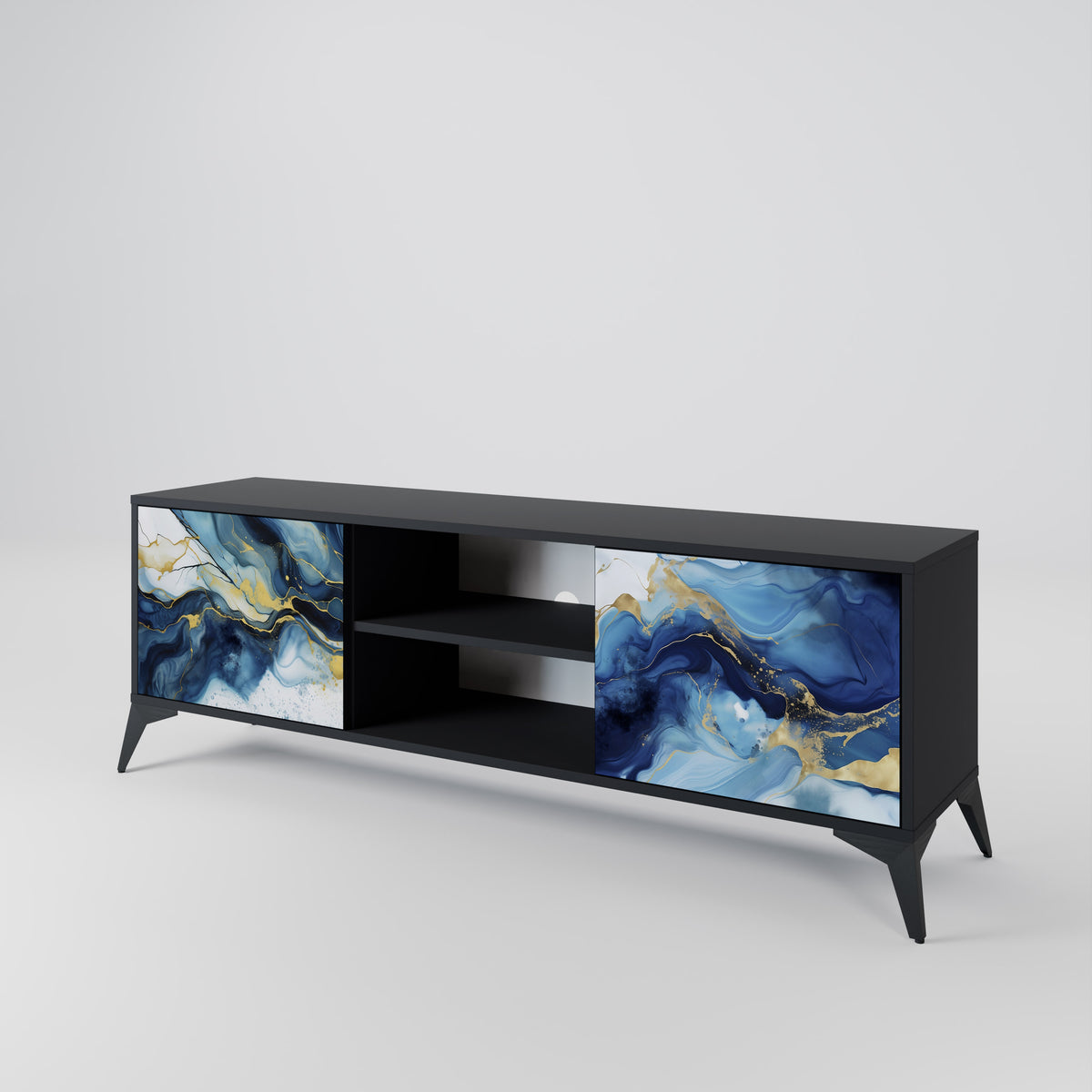 INKY MARBLE TV-bänk med två dörrar