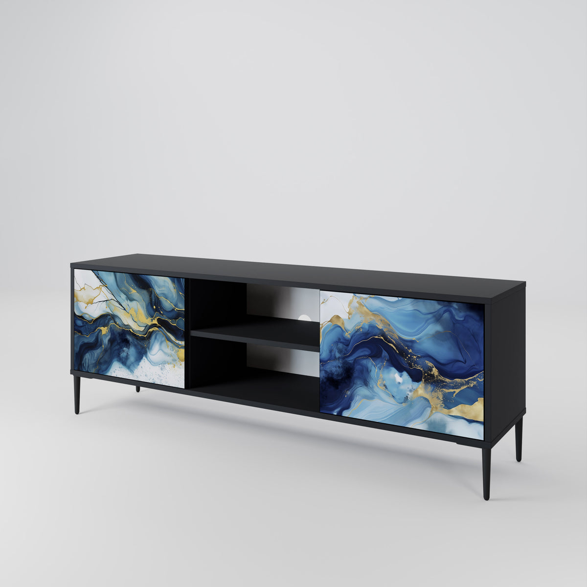 INKY MARBLE TV-bänk med två dörrar