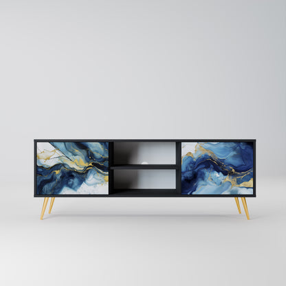 INKY MARBLE 2-dörrars TV-bänk i svart finish