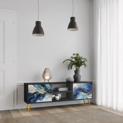 INKY MARBLE 2-dörrars TV-bänk i svart finish