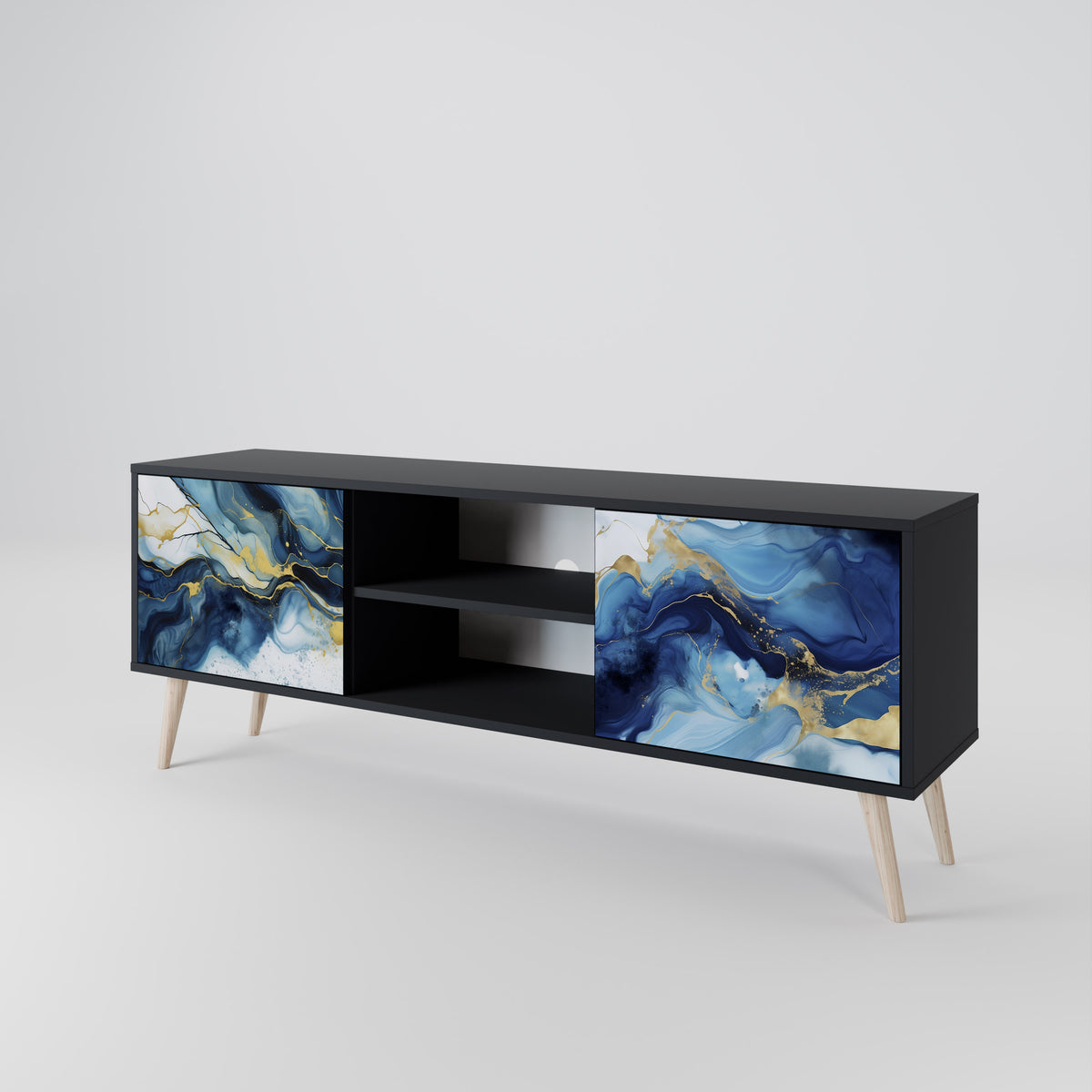 INKY MARBLE TV-bänk med två dörrar