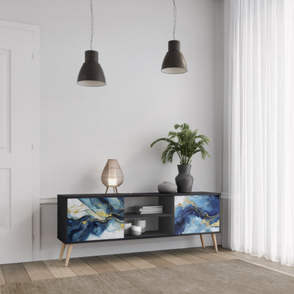 INKY MARBLE 2-dörrars TV-bänk i svart finish