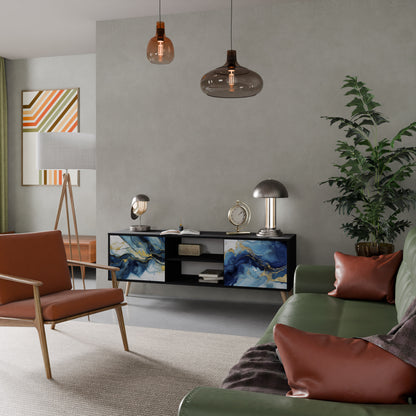 INKY MARBLE 2-dörrars TV-bänk i svart finish