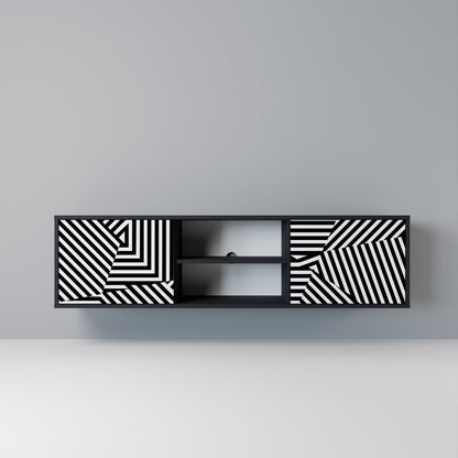 ILLUSIONARISK GALLER 2-dörrars TV-bänk i svart finish