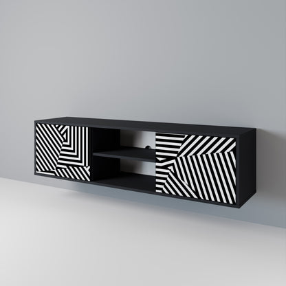 ILLUSIONARISK GALLER 2-dörrars TV-bänk i svart finish