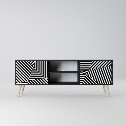 ILLUSIONARY LATTICE 2-Door TV Stand in Black Finish