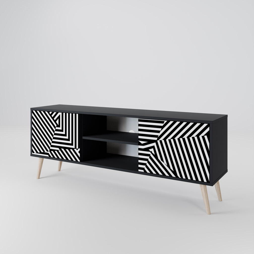 ILLUSIONARISK GALLER 2-dörrars TV-bänk i svart finish