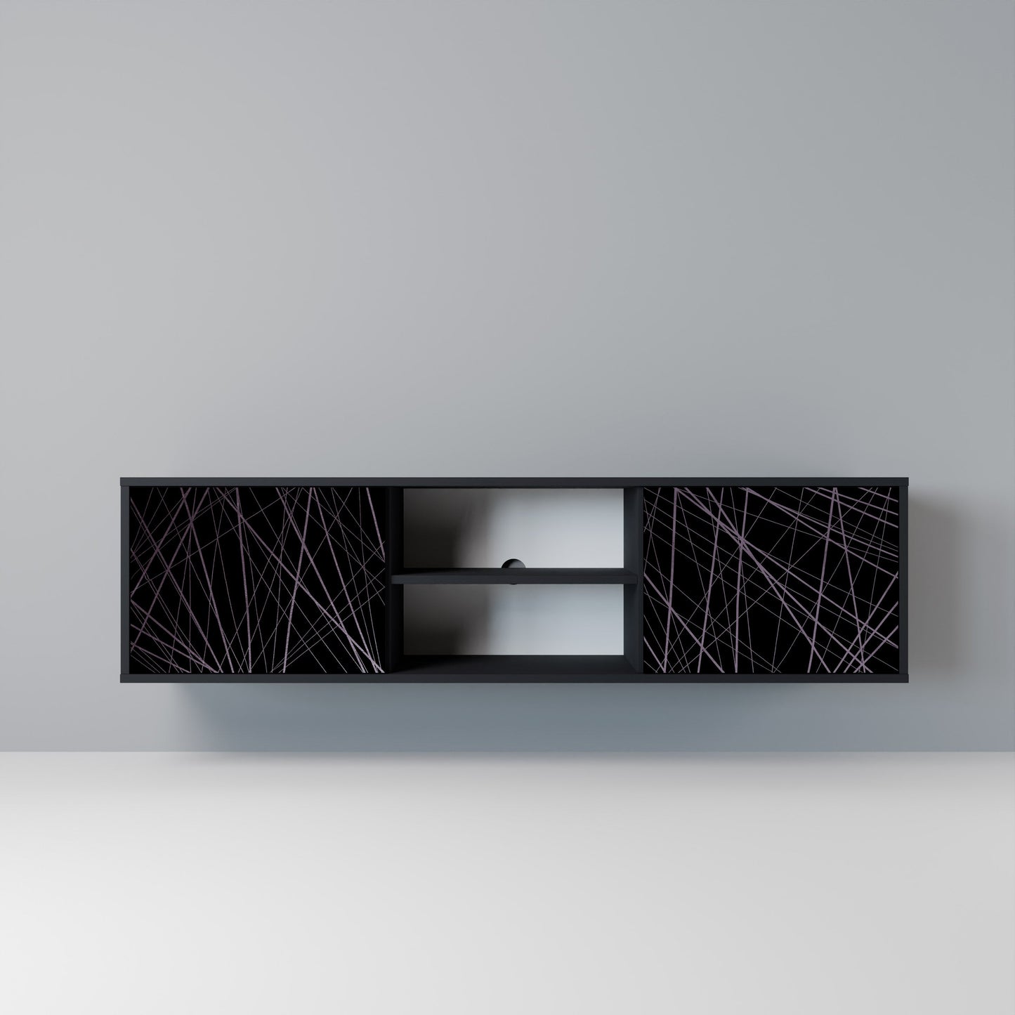 SHIMMER SPIDERGRAM 2-dörrars TV-bänk i svart finish