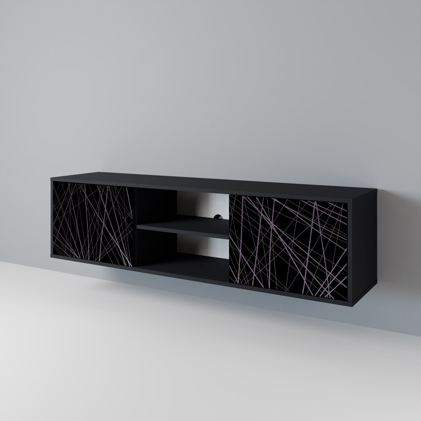SHIMMER SPIDERGRAM 2-dörrars TV-bänk i svart finish