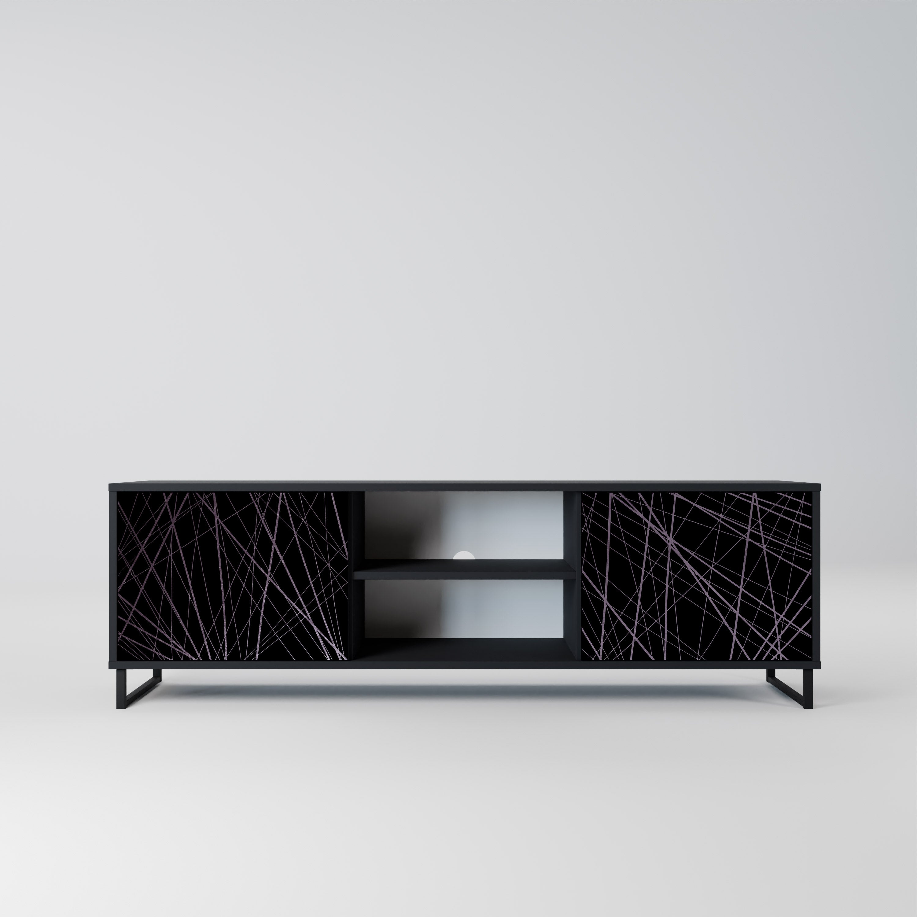 SHIMMER SPIDERGRAM 2-dörrars TV-bänk i svart finish