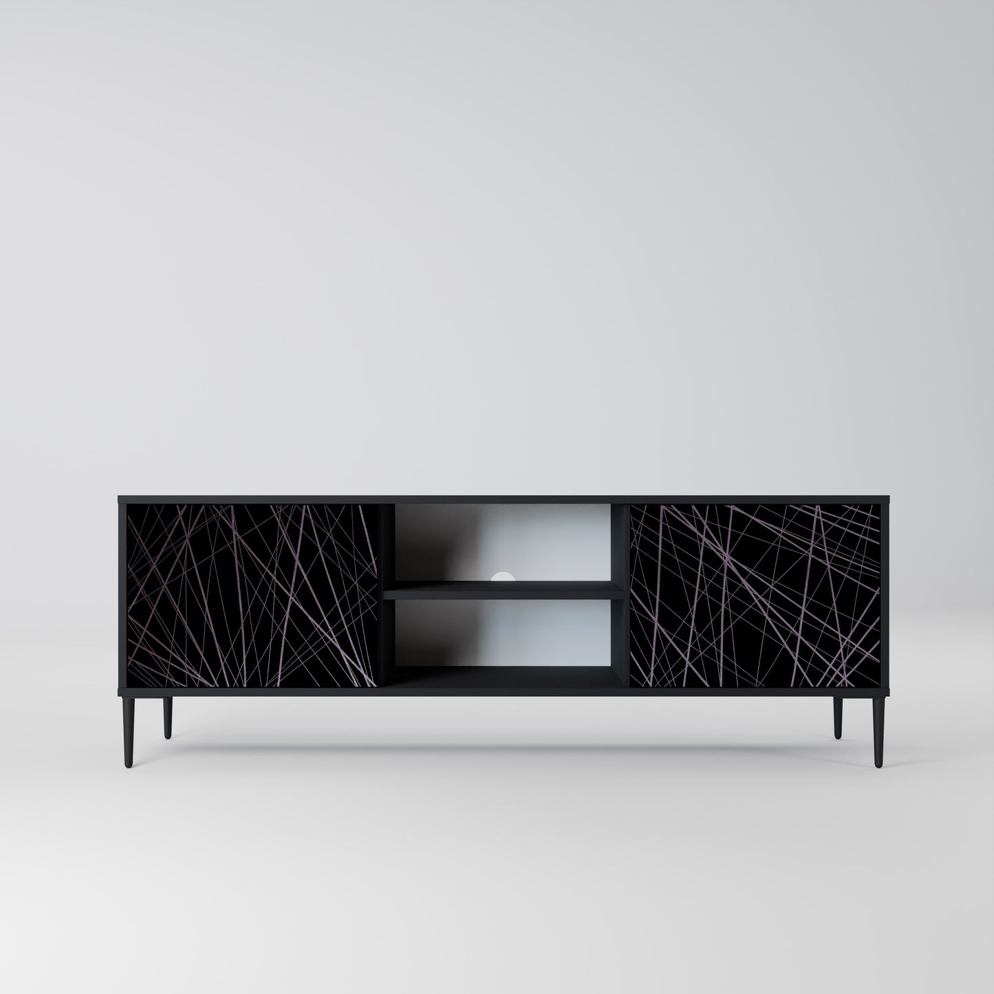 SHIMMER SPIDERGRAM 2-dörrars TV-bänk i svart finish