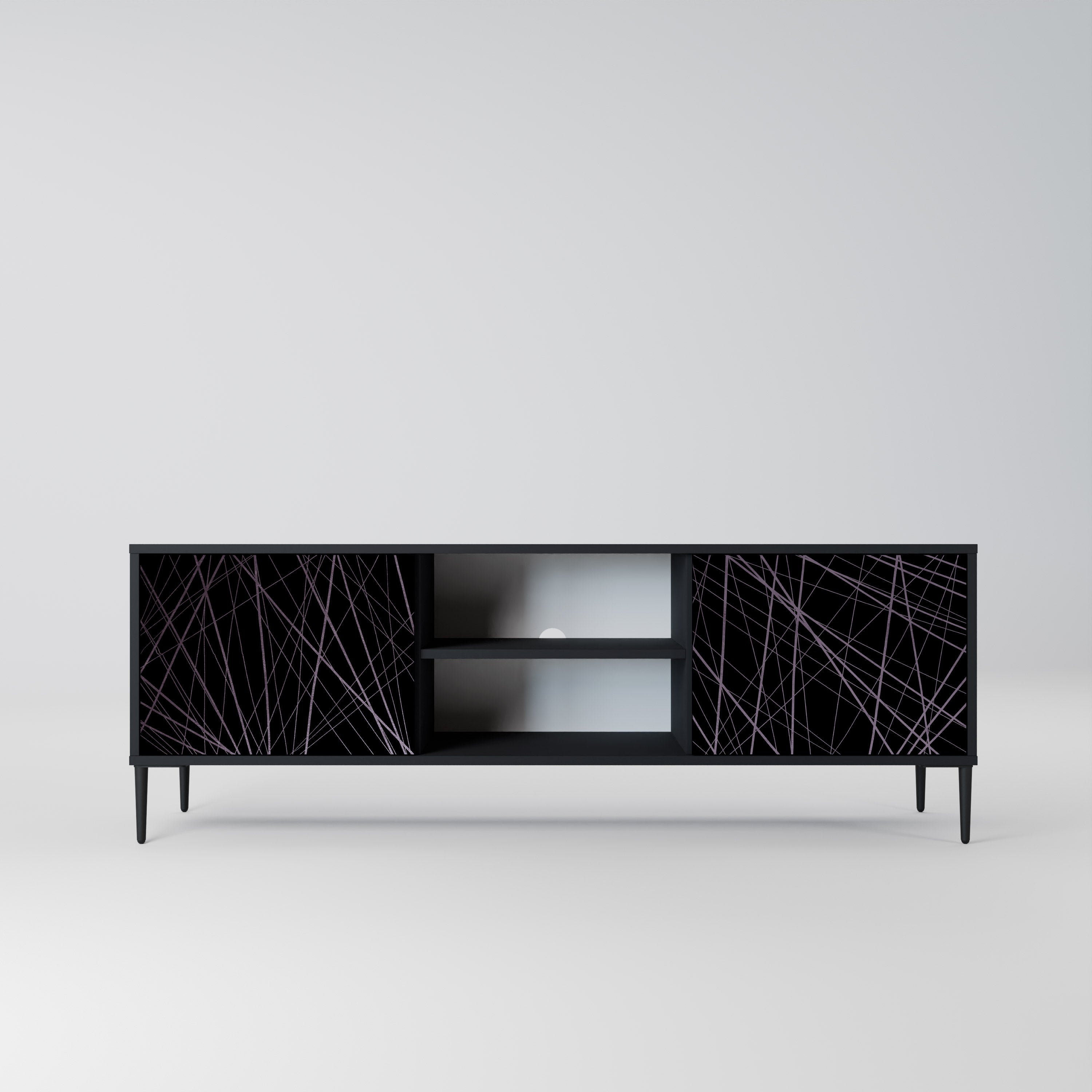 SHIMMER SPIDERGRAM 2-dörrars TV-bänk i svart finish