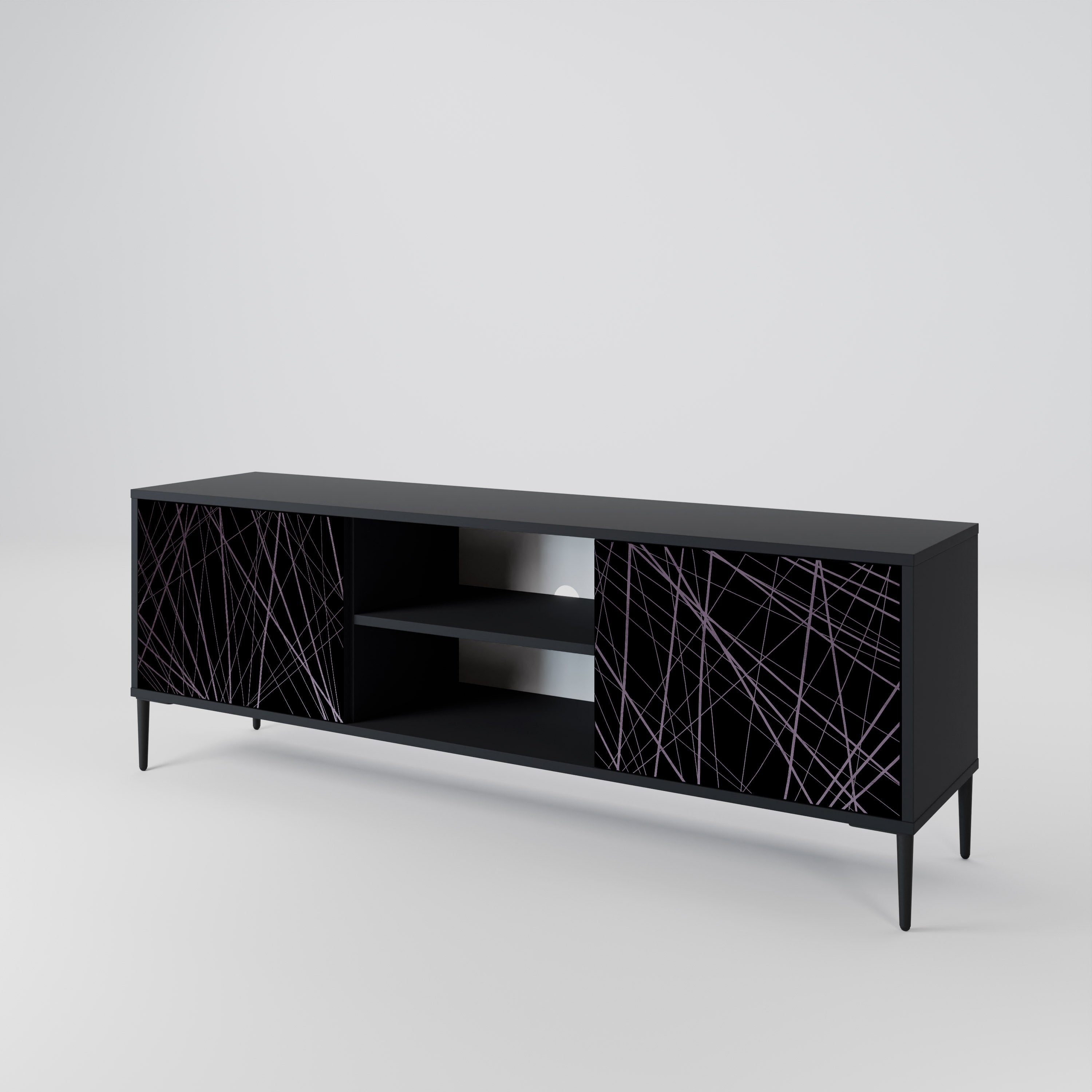 SHIMMER SPIDERGRAM 2-dörrars TV-bänk i svart finish
